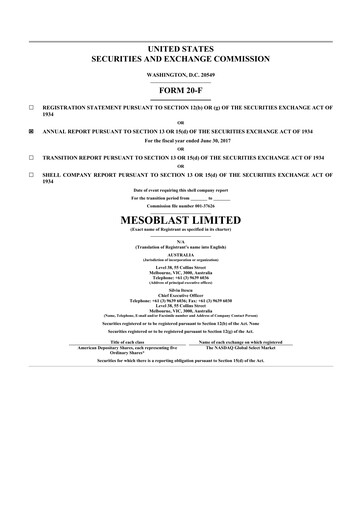 Vorschaubild Mesoblast
 20-F Jahresbericht 