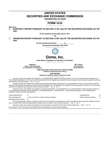 Miniature Ooma 10-Q Rapport trimestriel 2018 