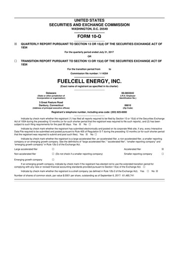 Vorschaubild FuelCell Energy
 10-Q Quartalsbericht 2017 