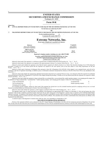 Thumbnail Extreme Networks
 10-K Annual Report 2017