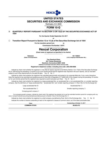 Thumbnail Hexcel
 10-Q Quarterly Report FY2017 