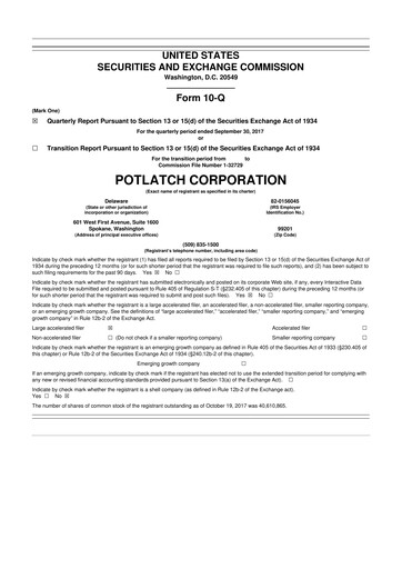Thumbnail PotlatchDeltic
 10-Q Quarterly Report FY 