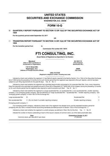 Thumbnail FTI Consulting 10-Q Quarterly Report FY2017 