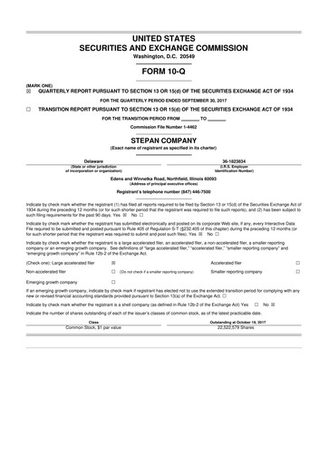 Thumbnail Stepan Company
 10-Q Quarterly Report FY2017 