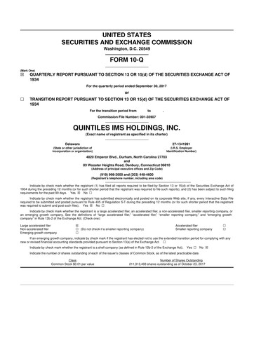 Vorschaubild IQVIA 10-Q Quartalsbericht 2017 