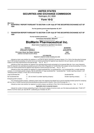 Thumbnail BioMarin Pharmaceutical 10-Q Quarterly Report FY2017 