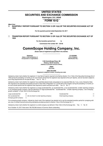 Miniature CommScope
 10-Q Rapport trimestriel 2017 