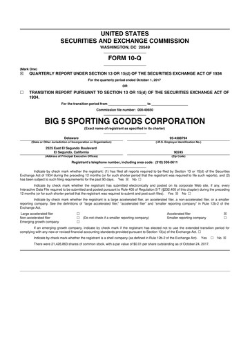 Thumbnail Big 5 Sporting Goods 10-Q Quarterly Report FY2017 