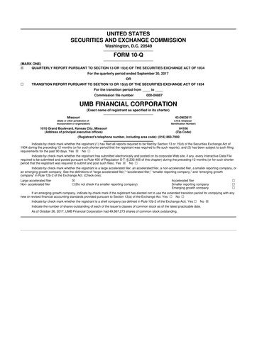 Thumbnail UMB Financial 10-Q Quarterly Report FY2017 