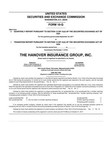 Thumbnail Hanover Insurance Group 10-Q Quarterly Report FY2017 
