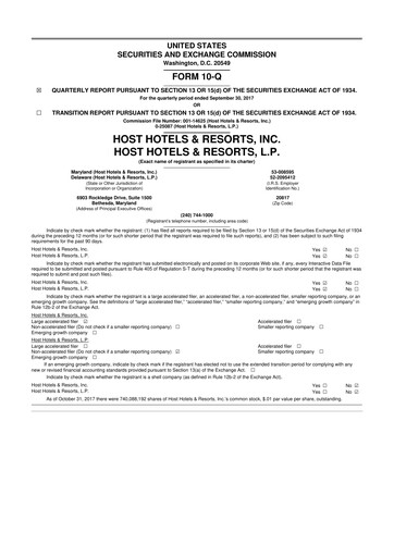 Thumbnail Host Hotels & Resorts
 10-Q Quarterly Report FY2017 