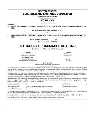 Thumbnail Ultragenyx Pharmaceutical 10-Q Quarterly Report FY2017 