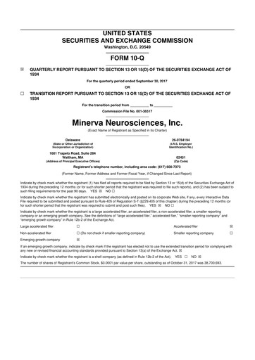 Vorschaubild Minerva Neurosciences
 10-Q Quartalsbericht  