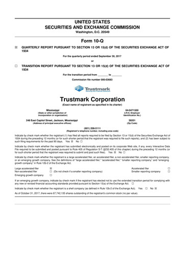 Thumbnail Trustmark 10-Q Quarterly Report FY2017 