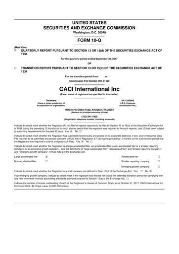 Thumbnail CACI International Inc 10-Q Quarterly Report FY2018 