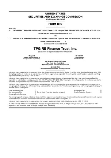 Miniature TPG Real Estate Finance Trust
 10-Q Rapport trimestriel 2017 