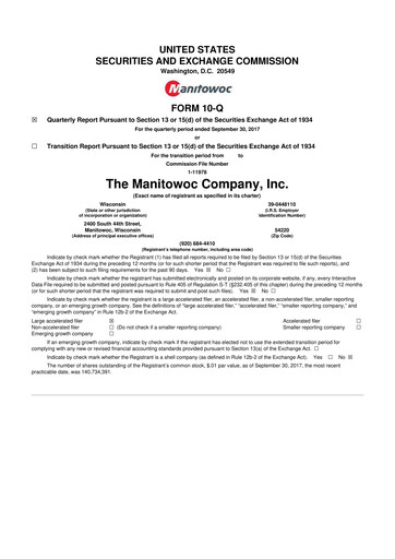 Vorschaubild The Manitowoc Company
 10-Q Quartalsbericht 2017 
