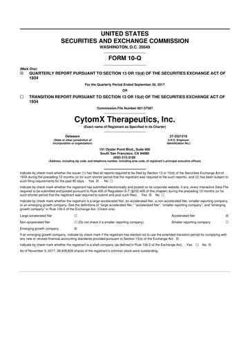 Thumbnail CytomX Therapeutics
 10-Q Quarterly Report FY2017 