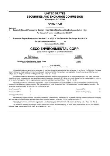 Thumbnail CECO Environmental
 10-Q Quarterly Report FY2017 