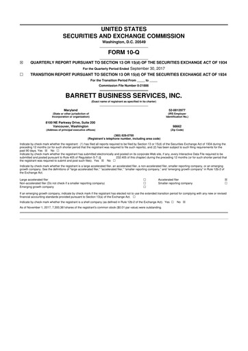 Thumbnail Barrett Business Services 10-Q Quarterly Report FY2017 