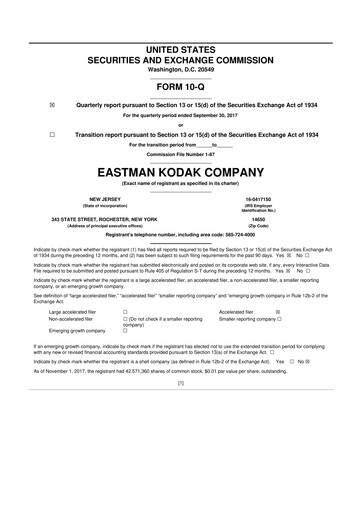 Thumbnail Eastman Kodak Company 10-Q Quarterly Report FY2017 