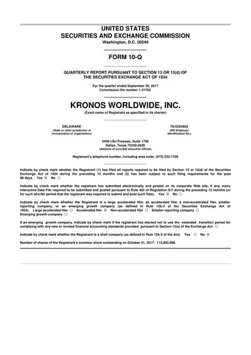 Thumbnail Kronos Worldwide 10-Q Quarterly Report FY2017 
