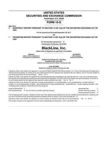 Miniature BlackLine 10-Q Rapport trimestriel 2017 