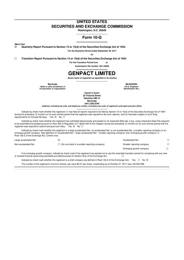 Vorschaubild Genpact 10-Q Quartalsbericht 2017 