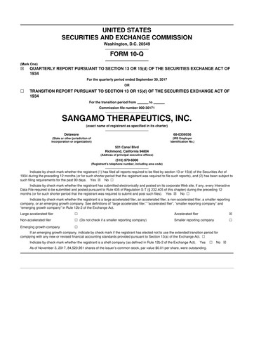 Thumbnail Sangamo Therapeutics
 10-Q Quarterly Report FY2017 