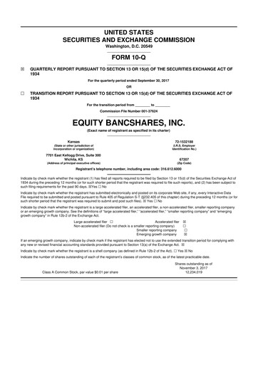 Vorschaubild Equity Bancshares 10-Q Quartalsbericht 2017 