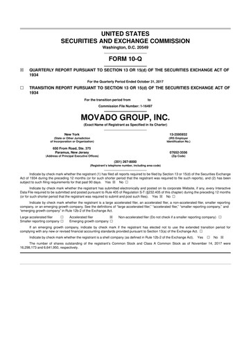 Thumbnail Movado Group 10-Q Quarterly Report FY2018 