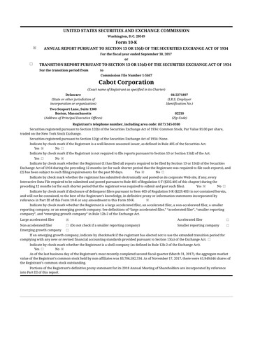 Thumbnail Cabot Corporation
 10-K Annual Report 2017