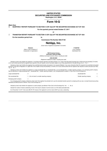 Miniature NetApp
 10-Q Rapport trimestriel 2018 