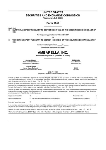 Thumbnail Ambarella 10-Q Quarterly Report FY2018 