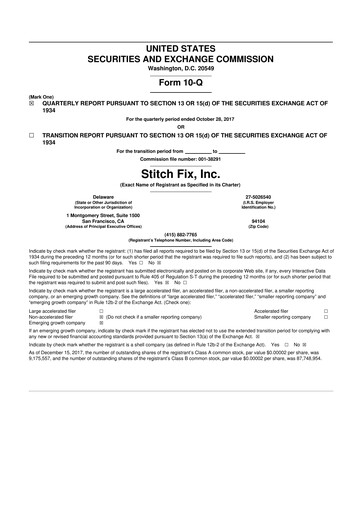 Miniature Stitch Fix
 10-Q Rapport trimestriel 2018 