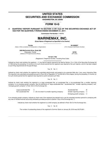 Thumbnail MarineMax 10-Q Quarterly Report FY2018 