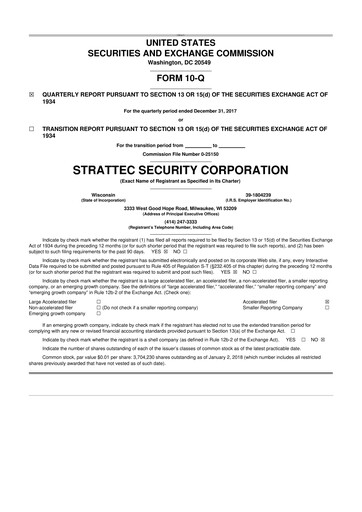 Vorschaubild Strattec Security 10-Q Quartalsbericht 2018 