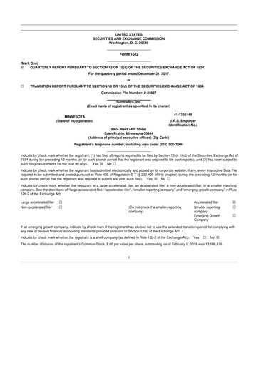 Thumbnail SurModics 10-Q Quarterly Report FY2018 