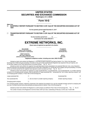 Thumbnail Extreme Networks
 10-Q Quarterly Report FY2018 