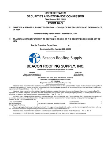 Vorschaubild Beacon Roofing Supply 10-Q Quartalsbericht 2018 