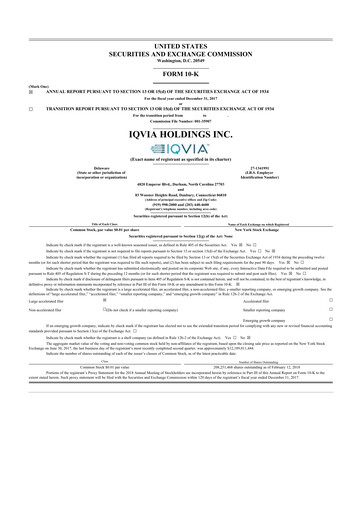 Thumbnail IQVIA 10-K Annual Report 2017