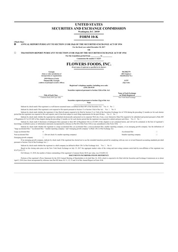 Thumbnail Flowers Foods
 10-K Annual Report 2017