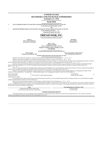 Thumbnail TripAdvisor 10-K Annual Report 2017