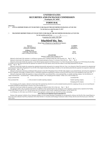 Thumbnail bluebird bio
 10-K Annual Report 2017