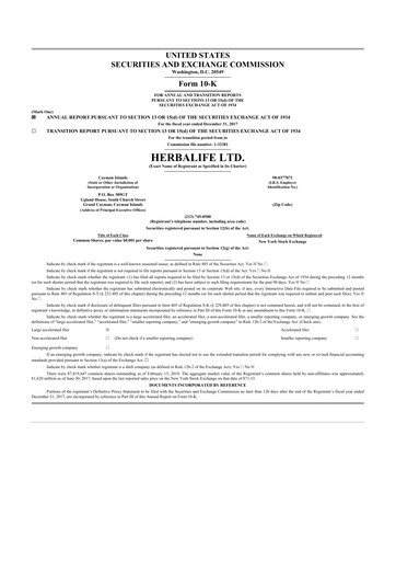 Thumbnail Herbalife 10-K Annual Report 2017