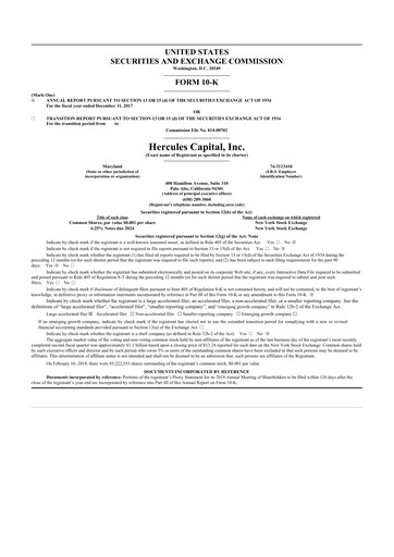 Thumbnail Hercules Capital
 10-K Annual Report 
