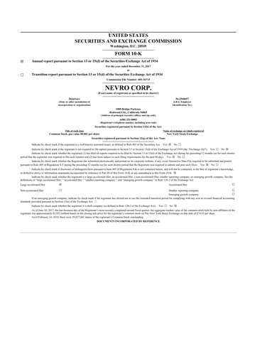 Thumbnail Nevro
 10-K Annual Report 2017