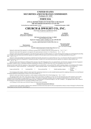 Thumbnail Church & Dwight
 10-K Annual Report 2017