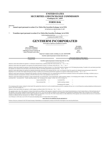 Thumbnail Gentherm 10-K Annual Report 2017