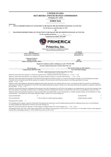 Thumbnail Primerica
 10-K Annual Report 2017